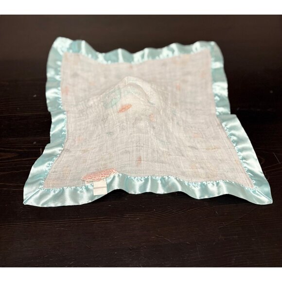 Bananafish Blue Satin Trim Baby Lovey Security Blanket Plush Giraffe Head Safari - Picture 4 of 7